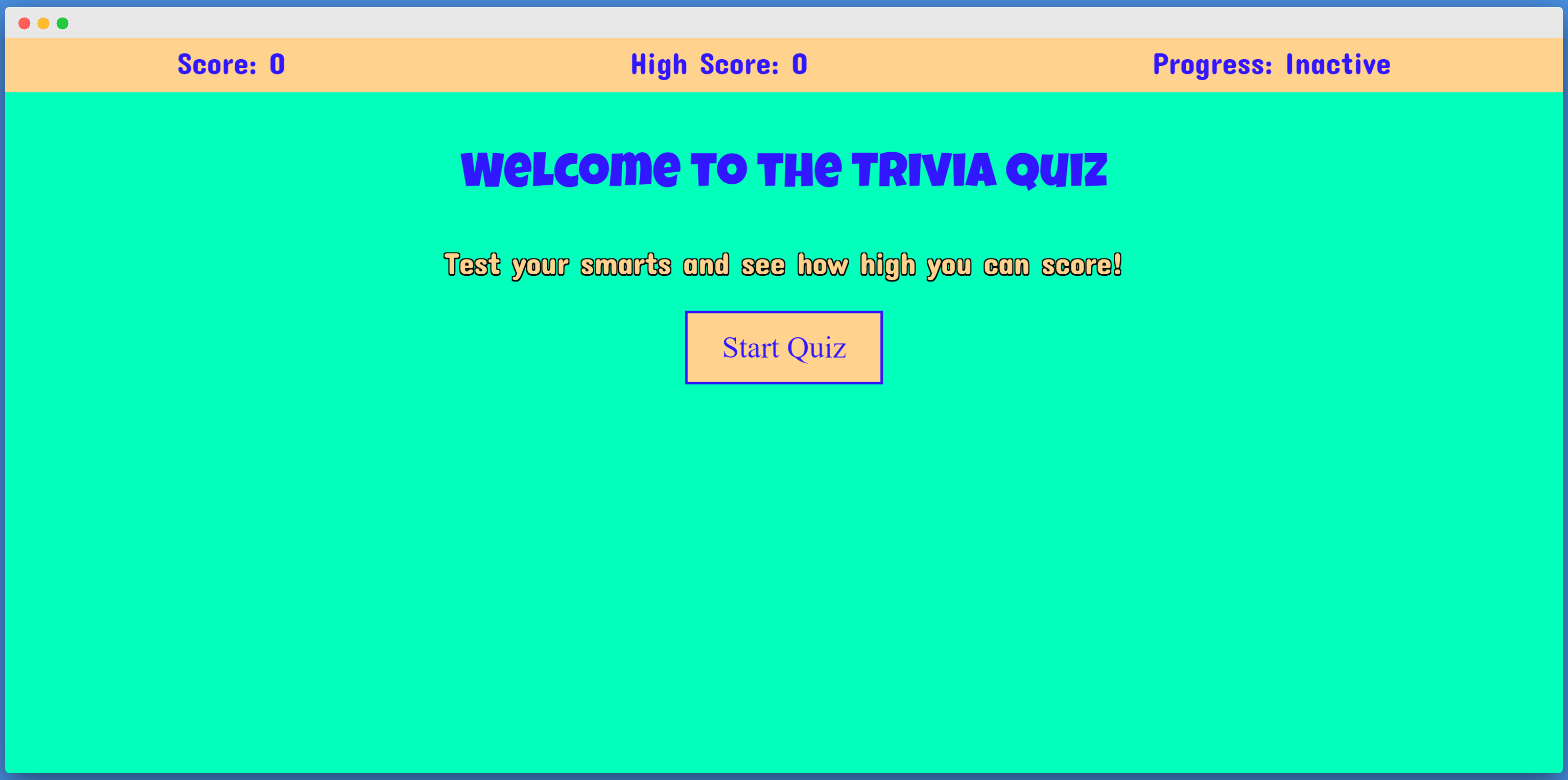 A browser screenshot of the quiz application